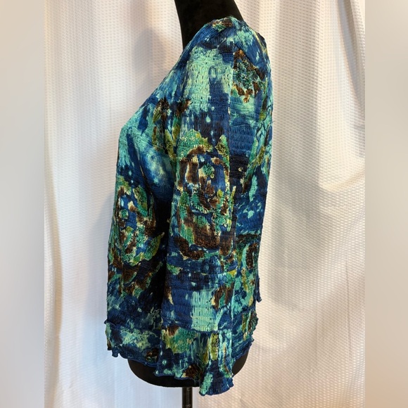 Pleats Collection multicolored tank top & matching 3/4 sleeve jacket size M NWT - Picture 3 of 10